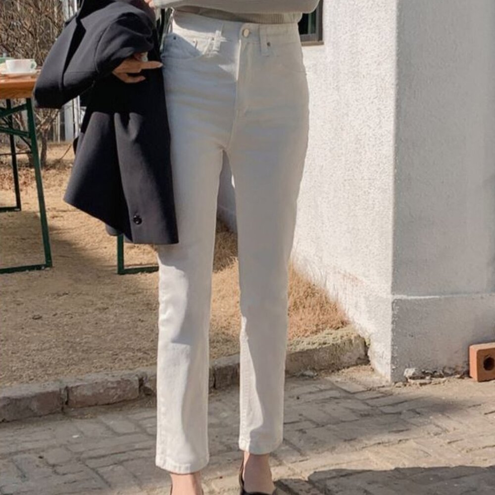 Cherrykoko Daily Slim Ivory Cotton Pants